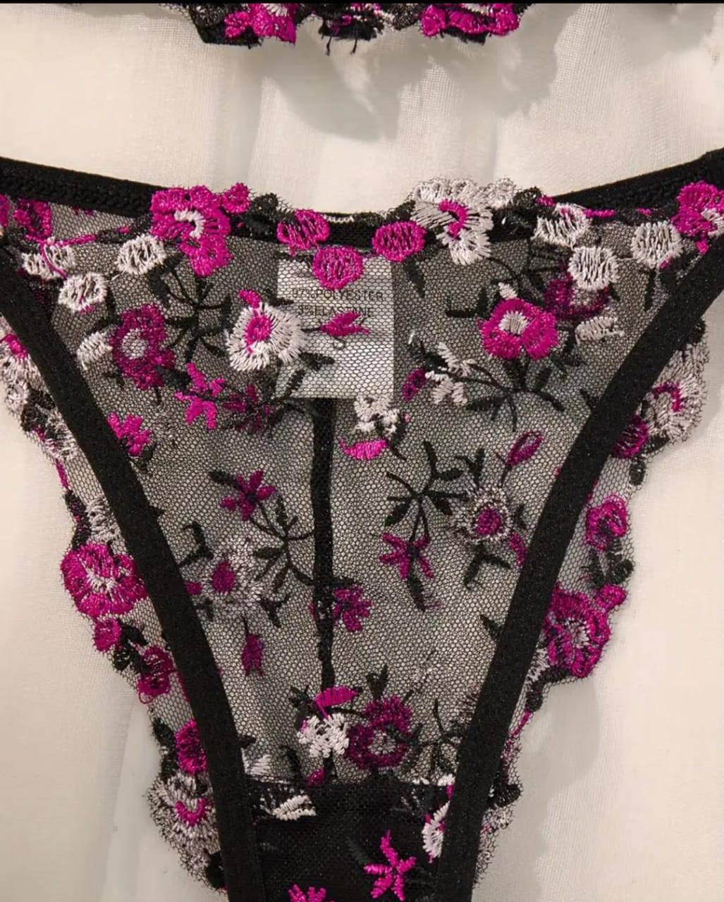 floral embroidered corset lingerie set