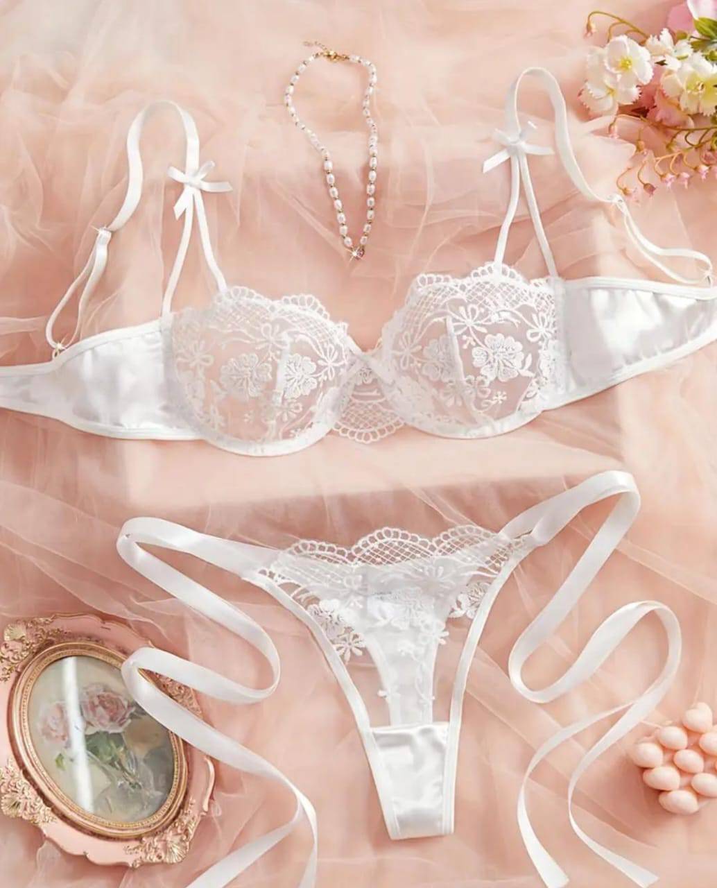 lace bow strap set 2 piece