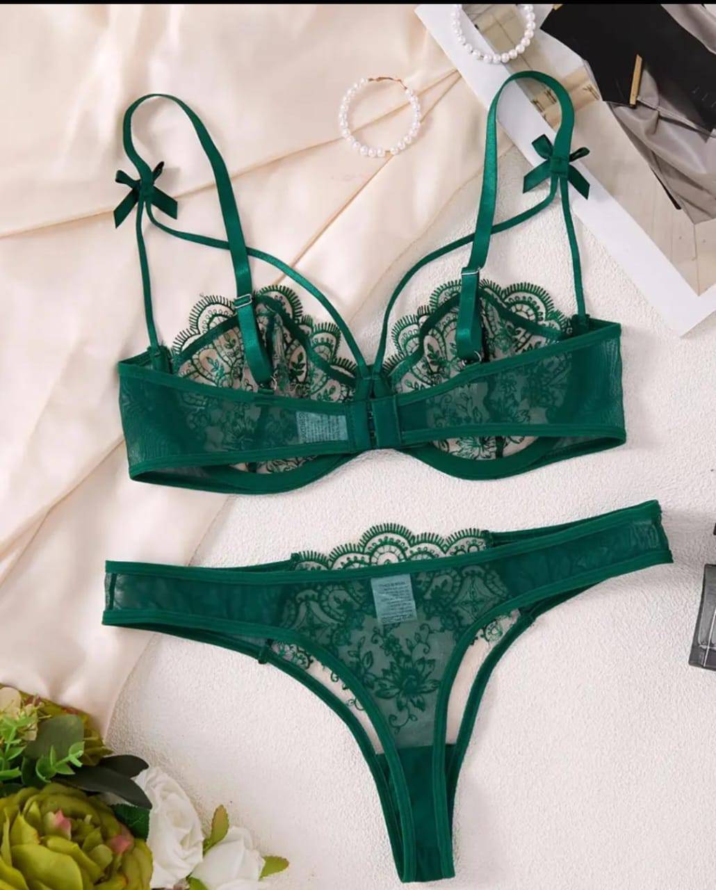 lace bow strap set 2 piece