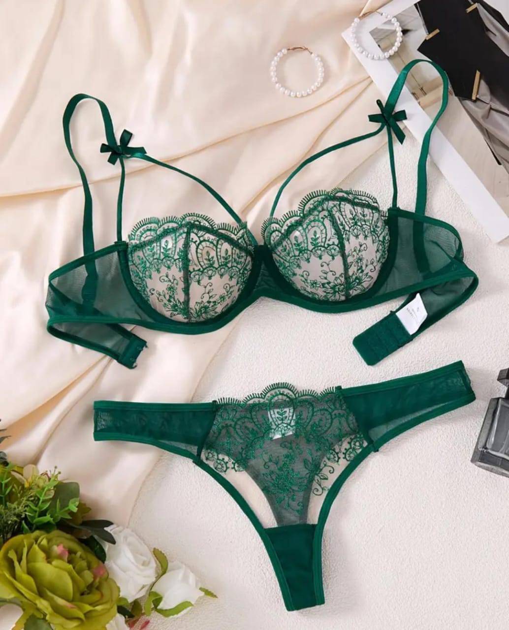 lace bow strap set 2 piece